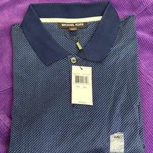 Michael Kors Dark Blue Patterned Polo Shirt